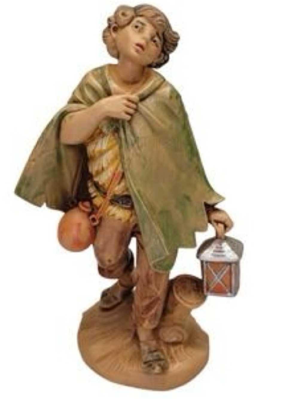 Green Cloak Boy Figurine Lantern Decorative Accent